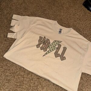 Gildan Cream Short Sleeve Tee with Camouflage Graphic